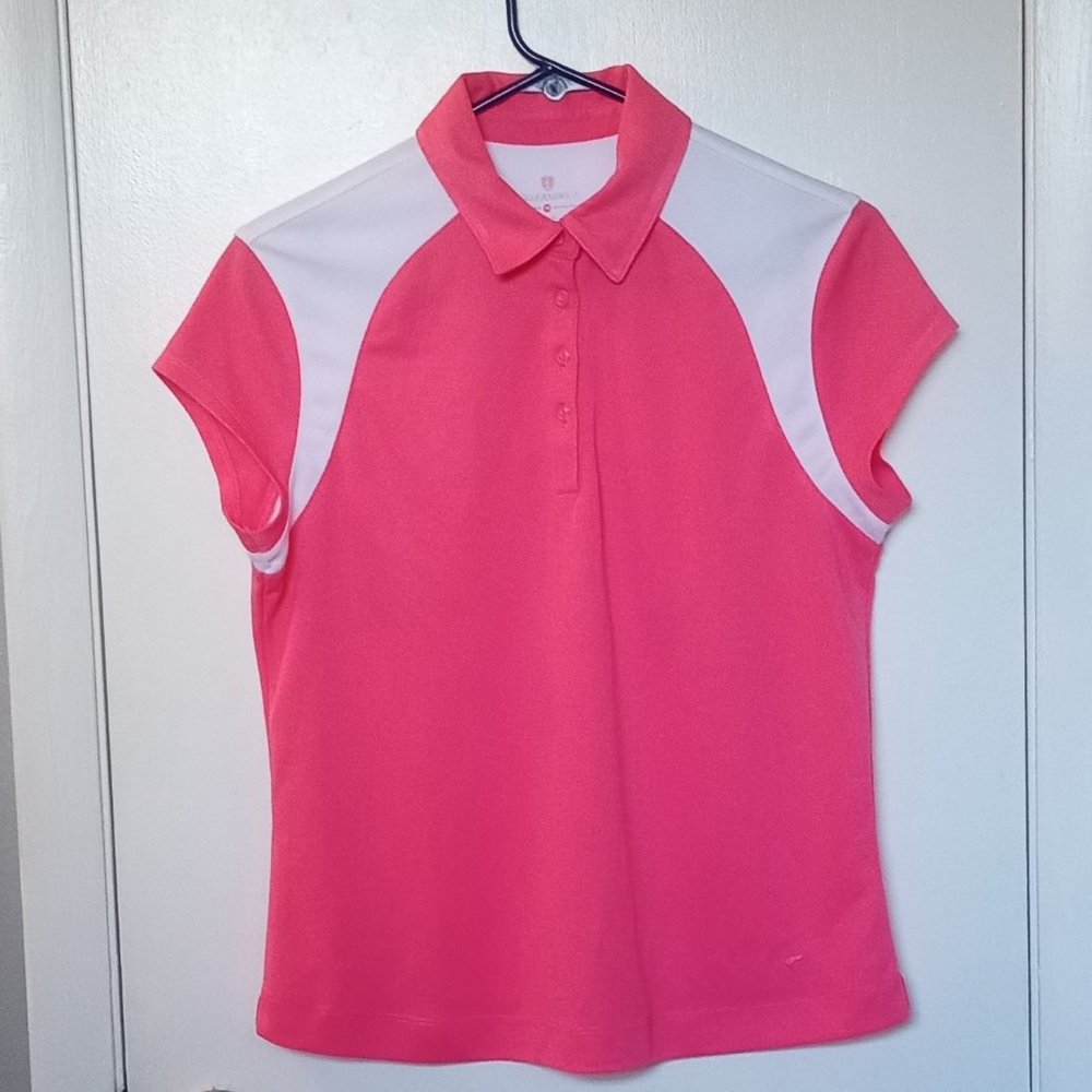 GOLF AMERICA Women's Pink and White Polo shirt Size PM